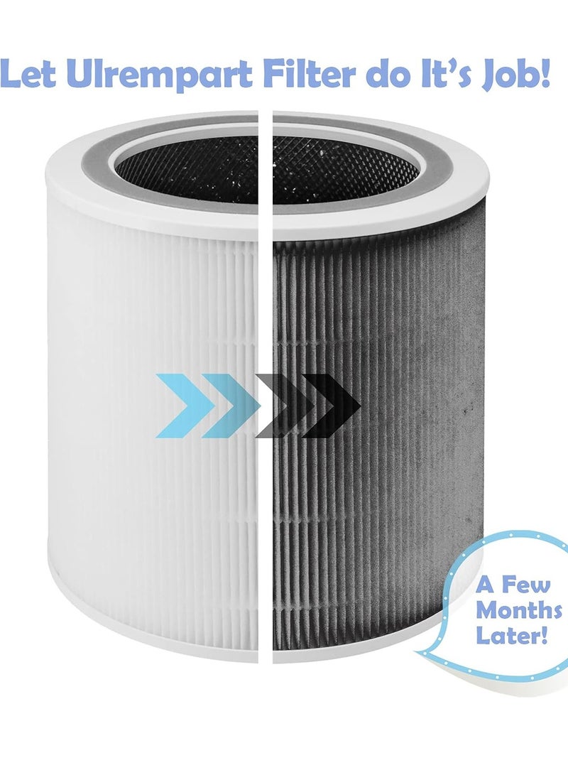 Y&D LEVOIT Genuine Replacement Air Purifier Filter Replaceable Inner Core Filter Activated Carbon Pure Air for Dust Allergens Odors Filter Clean Air Dust Removal 3-in-1 H13 True HEPA-Grade Odor Elimination High Efficiency Dust Pollen Pet Dander Removal Compatible with LEVOIT Core 400 400S Model Changable Filter Suitable for Home Bedroom Office - Image 3